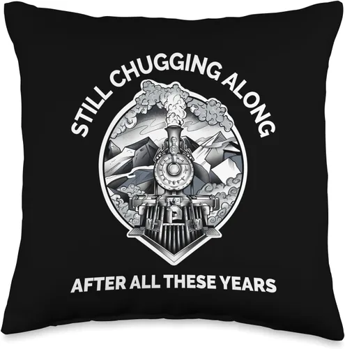 Train Collector Gifts For Men Goth Steam Train Grandpa Retirement Still Chugging Along - Almohada de 16 x 16 pulgadas, multicolor