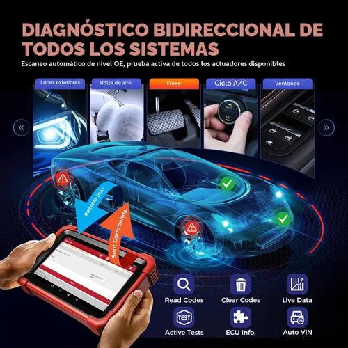 Vista 5 de LAUNCH Escáner de X431 CRP919XBT OBD2, herramienta bidireccional Codificación de ECU, 35+ servicios, diagnóstico de todos los sistemas, FCA