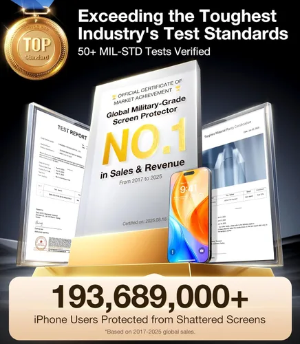 Vista 2 de UltraGlass Top - Vidrio 9H+ para protector de pantalla iPhone 13 Pro Max, a prueba de roturas con grado militar y duradero, vidrio templado