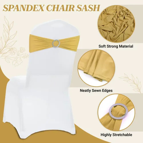 Vista 3 de MDS Paquete de 50 bandas elásticas de elastano para silla con lazo de alta calidad con hebilla deslizante, ajuste universal para lazos elásticos