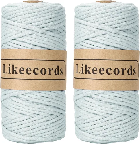 Vista 47 de Likeecords - Cuerda de macramé de 4 mm de un solo hilo, 80 m de cuerda de macramé colorida, cuerda de algodón para macramé, cuerda de algodón