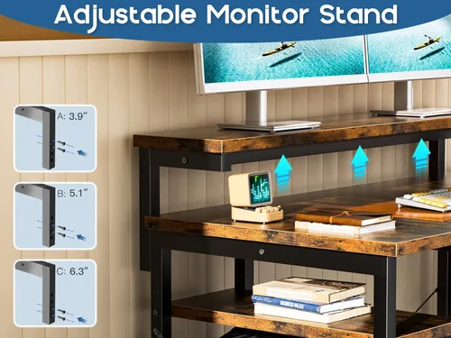 Vista 7 de ODK Escritorio para computadora en forma de L, escritorio reversible en forma de L de 54 pulgadas, escritorio de esquina para computadora