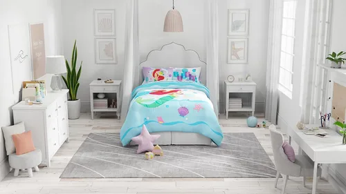 Vista 5 de The Little Mermaid ArielKids - Edredón reversible de microfibra súper suave, tamaño individual/matrimonial, (producto oficial de Disney) por Franco