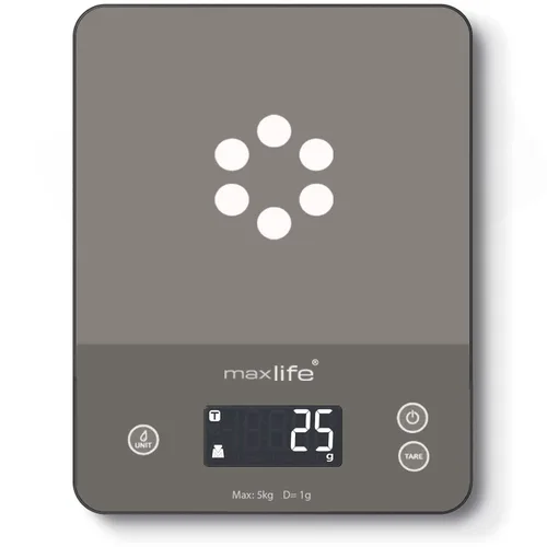 Vista 9 de Max Life Báscula digital de cocina ML-CF1 - Báscula de alimentos de alta precisión con medición de tara y varias unidades, diseño delgado con Gris