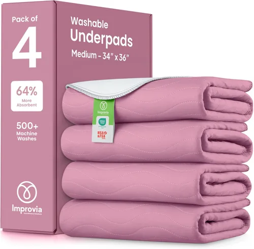 Vista 9 de IMPROVIA® - Almohadillas lavables, 18 x 24 pulgadas (paquete de 4), reutilizables y de gran absorción para incontinencia, impermeables, para niños