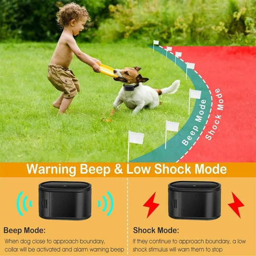 Vista 4 de Valla electrónica para perros, collar de choque de entrenamiento remoto para perros y sistema de valla de contención de límites para perros