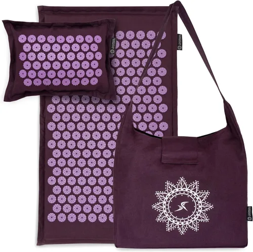 Vista 12 de ProsourceFit Ki Acupressure Mat and Pillow Set with 100% Natural Linen for Back/Neck Pain Relief and Muscle Relaxation Natural Aqua