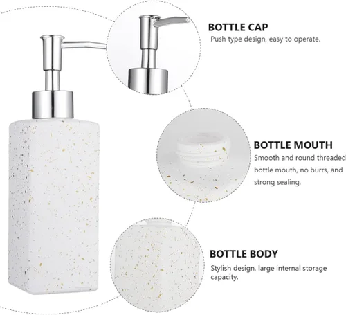 Vista 3 de STOBAZA Botella dispensadora de loción Push-top Botella de llenado de líquido de 11.8 fl oz para gel de ducha Mini Bomba Dorado