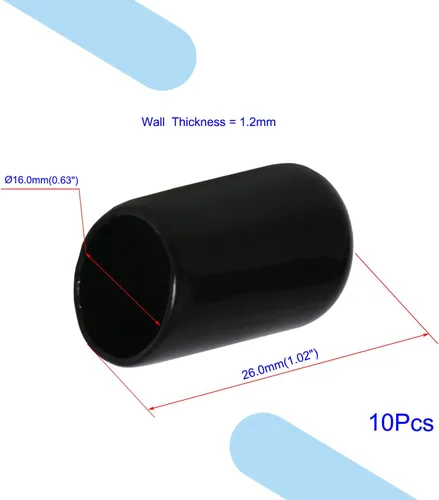 Vista 2 de Aopin Cubierta de tapa de extremo redondo de goma de 5/8 pulgadas (0.630 in), protectores de rosca de PVC flexible de tubería de tubería protectora