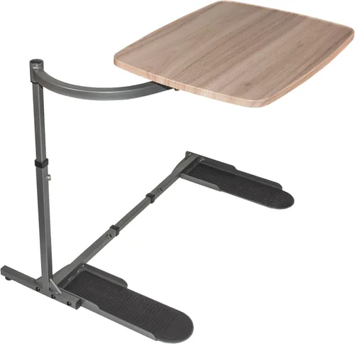 Vista 9 de Able Life, mesa con charola deslizante universal para mirar televisión. Mesa lateral de bambú giratoria, tamaño grande. Soporte para laptop