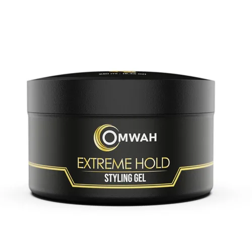 Vista 5 de OMWAH Gel profesional para peinar el cabello para una sujeción extrema, impregnado con vitaminas E y B5, aspecto natural de larga duración, añade
