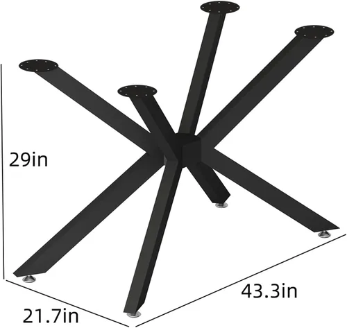 Vista 6 de Patas de escritorio de metal de 28 pulgadas, base de hierro forjado resistente para mesas de vidrio, mármol y madera, patas de escritorio