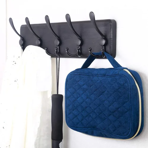 Vista 2 de SKOLOO Perchero de pared montado en la pared de estilo rústico: Perchero de pared de pino de madera auténtica de 40,6 cm de orificio a orificio