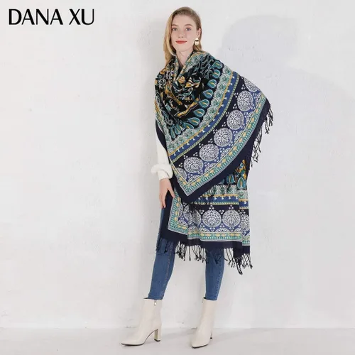 Vista 8 de DANA XU Manta de pashmina extragrande 100% de lana merina, bufanda de viaje, bufanda de cachemira para mujer, otoño e invierno, chal de gran