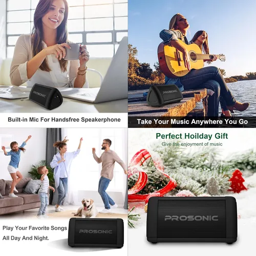 Vista 7 de Prosonic BT3 - Altavoz Bluetooth inalámbrico portátil con sonido estéreo de 10 W y refuerzo de graves - Sonido rico y graves intensos - Bluetooth