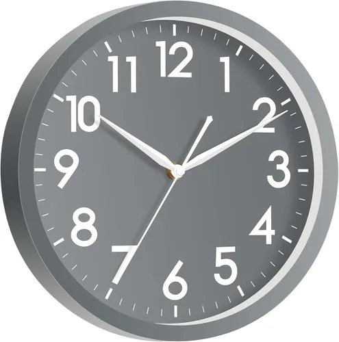 Vista 2 de AKCISOT Reloj de pared para baño de 10 pulgadas, relojes de pared analógicos pequeños que funcionan con pilas, silenciosos y sin tictac