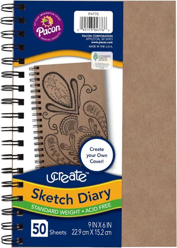 Pacon® PAC4776 Art1st® - Diario de bocetos para crear tu propia portada, 9 x 6 pulgadas, natural