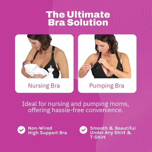 Vista 5 de Brasier de lactancia y bombeo, brasier de extractor de leche ajustable, brasier de bombeo sin alambre, manos libres, extractor de leche no incluido