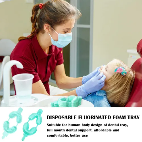 Vista 5 de FERCAISH 30 bandejas desechables de flúor dental, 3 tamaños, bandeja dental de espuma fluorada, bandejas de flúor dental, bandeja de doble arco