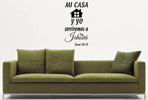 Vista 3 de Yoursidecal - Calcomanías de pared españolas para Pared Mi Casa Y Yo Serviremos a Jehová Mensajes Textos Biblicos Decorativos Citas Decoración