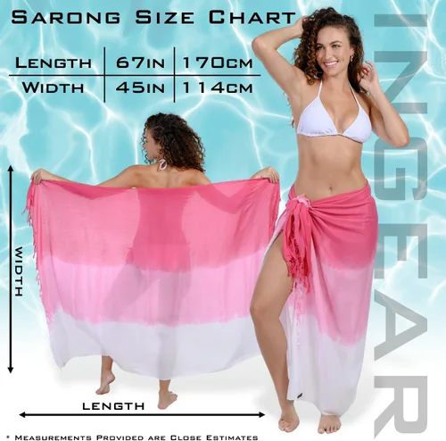 Vista 4 de INGEAR - Pareo largo de playa, envoltura para traje de baño con concha de coco incluida, color azul
