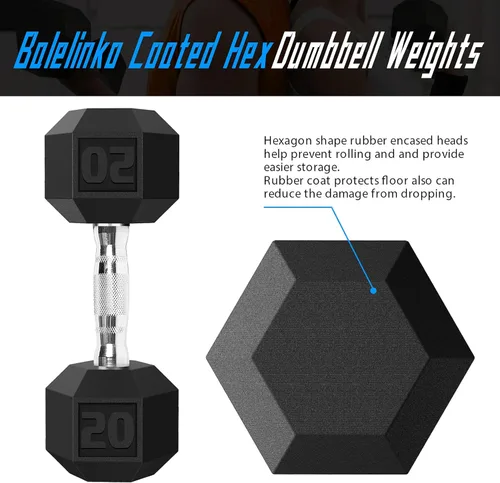 Vista 2 de Balelinko Rubber Grip Encased Dumbbell Cast Iron Weight with Anti-Slip Handle Dumbbell -Strength Training Equipment - Home Gym Accessories - Full
