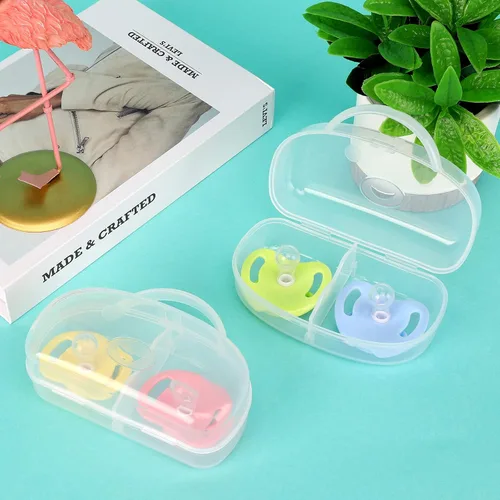 Vista 3 de Accmor Funda para chupete, contenedor para chupete puede almacenar 2 chupetes, funda para chupete de bebé para viajes, sin BPA, transparente