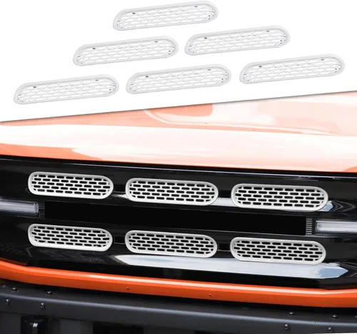 Vista 14 de JeCar Insertos de rejilla delantera, marco de rejilla de malla, accesorios exteriores compatibles con Ford Bronco 2021-2023, color negro