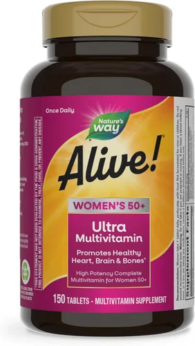Vista 9 de Nature's Way ¡Alive! Multivitamínico ultra potente para mujeres 50 Plus, fórmula completa de alta potencia con vitamina D3, C, E, B12 metilada