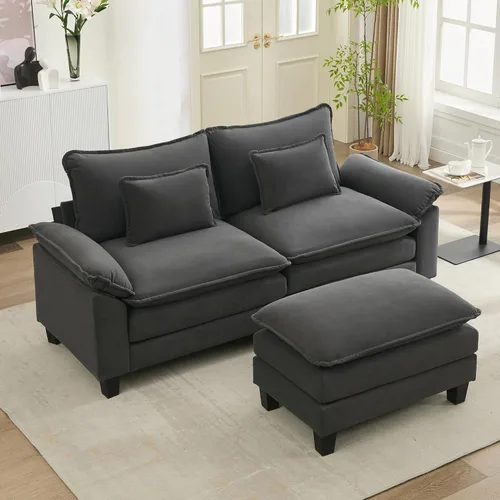 Vista 31 de URRED Oversized Modular Sectional Sofa, 87" L Shaped Modern Comfy Cloud Couch with Movable Ottoman & Pillows, Deep Seat Couches for Living Room