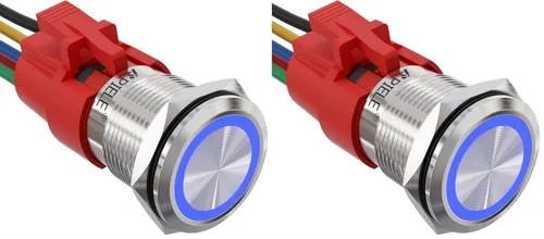 Vista 29 de APIELE Interruptor de botón de bloqueo de 0.748 in, 12 V CC, anillo de halo de ojo de ángel LED de 0.74 pulgadas, 1NO1NC SPDT con enchufe de cable
