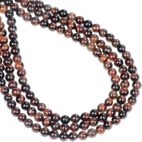 Vista 5 de 100 cuentas redondas sueltas de ojo de tigre rojo natural de 0.315 pulgadas para fabricación de joyas con cordón elástico de cristal