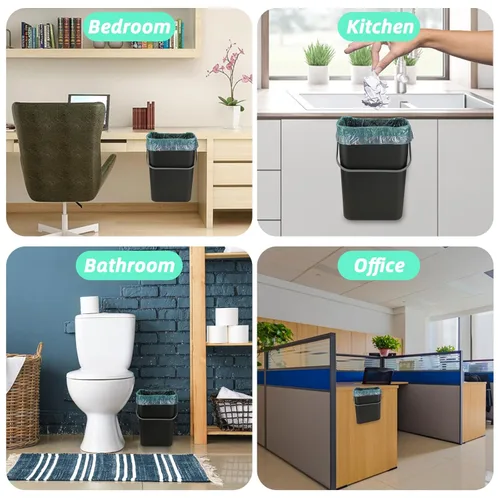 Vista 7 de Hanging Trash Can with Lid, 3.2 Gallon Kitchen Hanging Garbage Can with Lid, Wall-Mounted Garbage Can for Cabinet, Under Sink, Bathroom, Bedroom