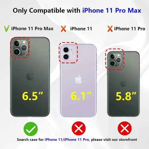 Vista 7 de Fiyart Funda compatible con iPhone 11 Pro Max, compatible con MagSafe Love con protección de cámara chapada en corazón, purpurina magnética