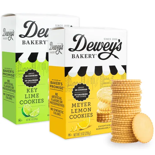 Vista 8 de Dewey's Bakery Meyer Lemon & Brownie Crisp Moravian Style Galletas Finas - Paquete variado, panadería fresca con ingredientes simples reales