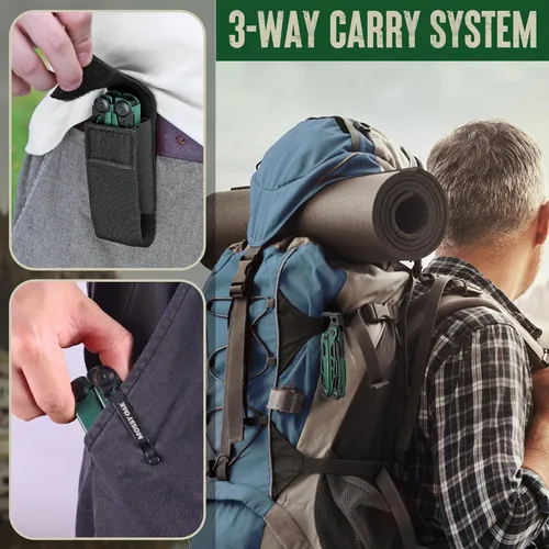 Vista 8 de MOSSY OAK Alicates Multiherramienta Mecanizados por CNC, Herramienta Múltiple 27-en-1 con Cuchillo de Bolsillo, Iniciador de Fuego y Silbato