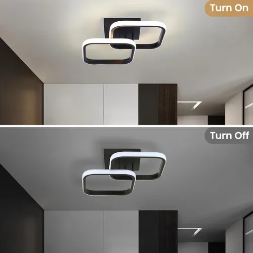 Vista 4 de CANEOE Luminaria de Techo LED, 4500K Luminarias Modernas para Pasillo Iluminación de Techo, Luces Cuadradas Negras Pegadas al Techo para Baño