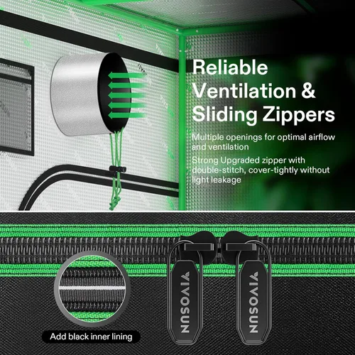 Vista 8 de Vivosun 2 en 1 Carpa reflectante Mylar para Sistema de Cultivo Hidropónico Interior 3x2', 4x3', 5x4', 9x4