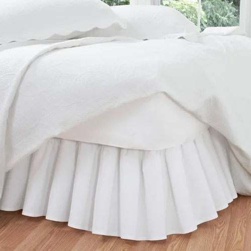 Vista 9 de Faldón plisado de popelina para cama tamaño California King, de Fresh Ideas Blanco