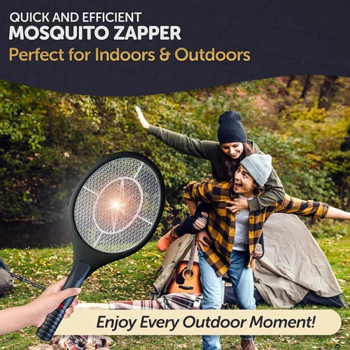 Vista 4 de Raqueta Matamoscas - Matamoscas Eléctrico y Matamoscas de Mosquitos para Control de Insectos Interior/Exterior - Raqueta de Tenis Eléctrica Operada