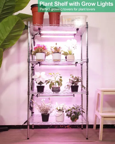 Vista 4 de DOMMIA Soporte para plantas con luz de crecimiento, luces regulables para cultivo de plantas, múltiples espectros LED de crecimiento, luces
