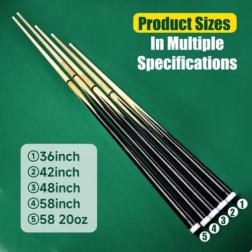 Vista 7 de Palos de Billar HMQQ – Tacos de 42"/48"/58" con Punta de Cuero de 13mm – 17oz/18oz Estándar o 20oz Pesado – Juego de 2 o 4 – Palos de Pool Duraderos