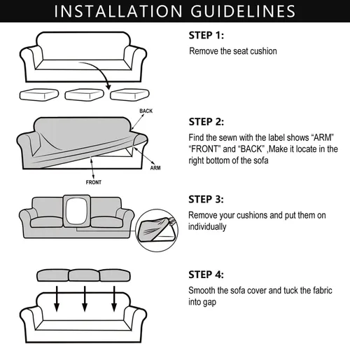 Vista 4 de URBANLIFE - Funda elástica para sofá de 4 piezas, lavable a máquina, funda para sofá de 3 cojines, protector de muebles de licra superelástica