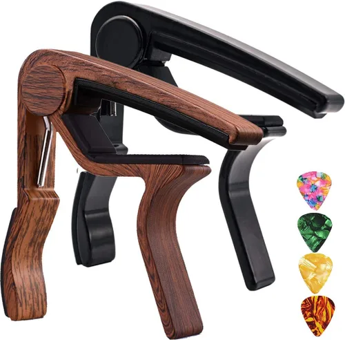 Vista 7 de Guitarra Capo 2 Pack Negro Capo Guitarra Abrazadera para Bajo Eléctrico Acústico Ukelele