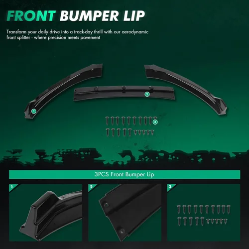 Vista 3 de SCITOO Alerón delantero para parachoques con borde para Hyundai Elantra 2017-2018, color negro brillante