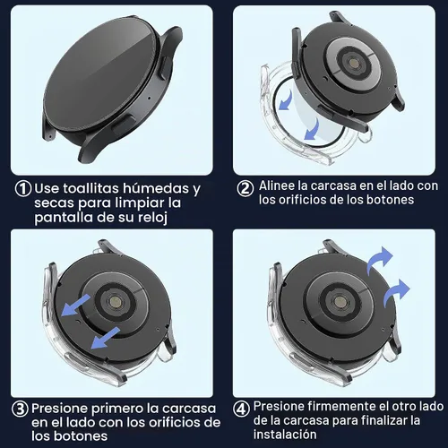 Vista 7 de Misxi - Funda con protector de pantalla para Galaxy Watch 5/4 de 1.575 in 1 negro + 1 transparente
