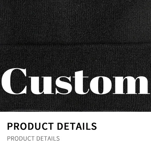 Vista 5 de Gorro de punto personalizado para invierno, añade diseño tu propio texto/logotipo/imagen Beanie Negro