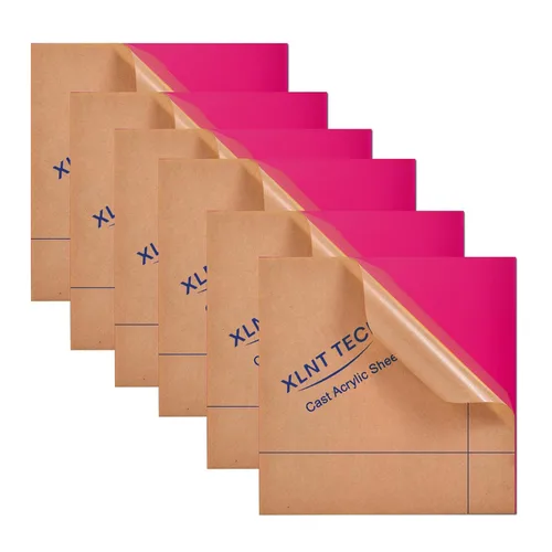 6 piezas de lámina de plástico acrílico opaco rosa fundido (no transparente) de 8 x 8 pulgadas (0.118" de grosor), para carteles, proyectos de Rosado
