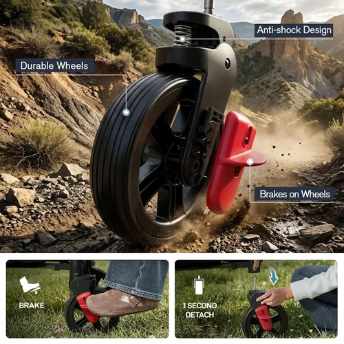 Vista 3 de EVER ADVANCED - Cochecito con apertura lateral para 2 niños, cochecito de empuje y tracción con mango ajustable, puerta con cremallera de fácil