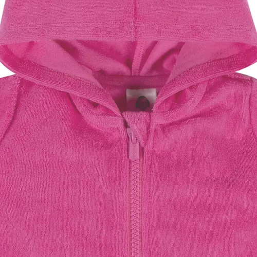 Vista 3 de Gerber Cubierta para traje de baño con capucha y cremallera para bebés y niñas pequeñas, Rosado